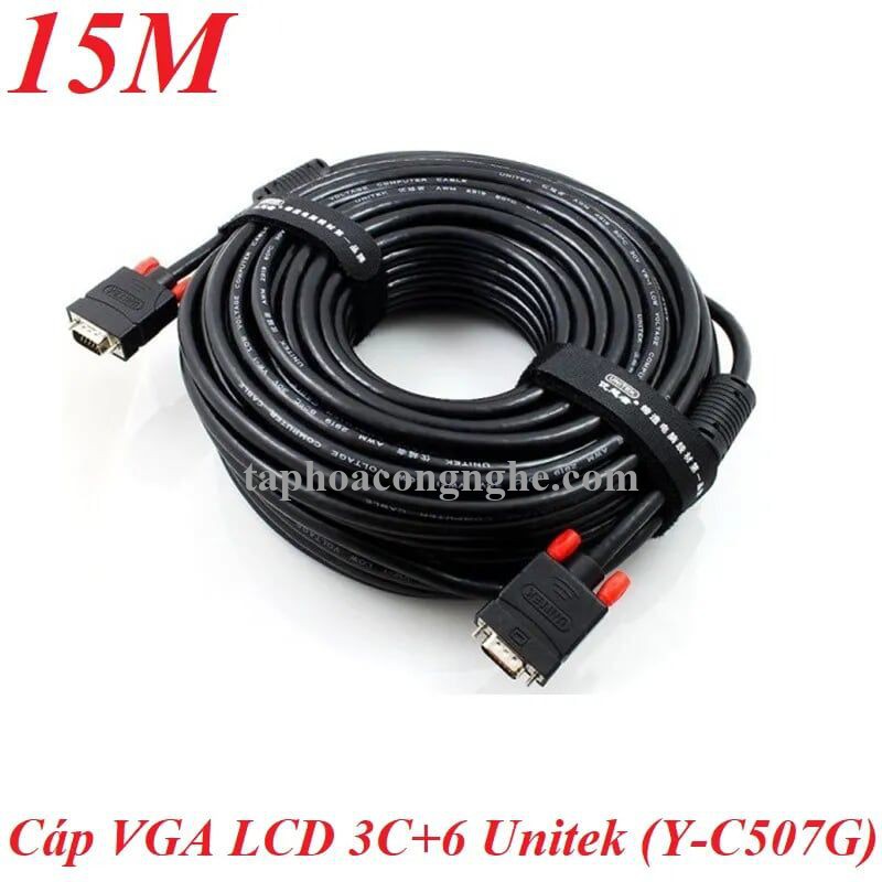 Unitek 97878 Y-C507G 3C+6 15M Màu Đen Cáp tín hiệu Vga LCD 30097878